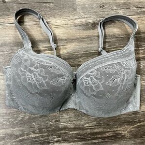 Cacique 40DD(e) balconette gray lace bra
